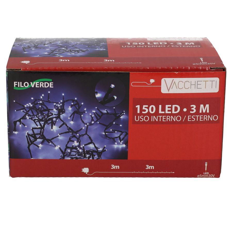 Luce filo 150 led bianco caldo luce fissa cm300 al. fissa uso esterno