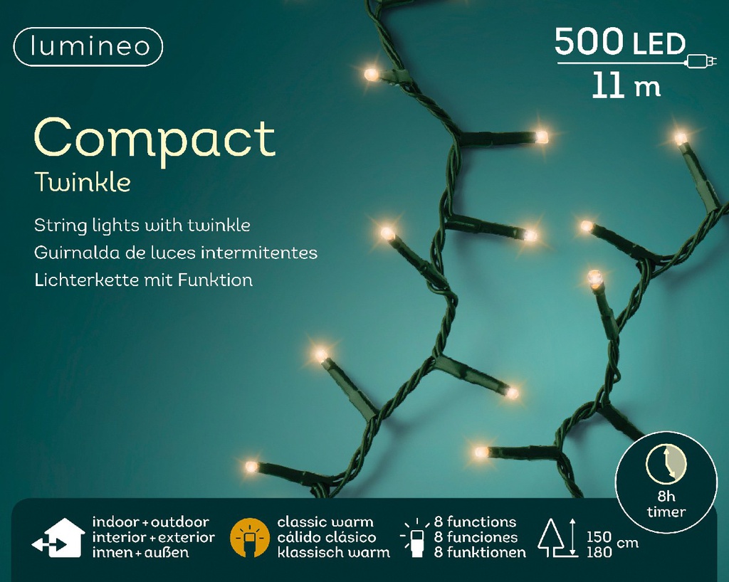 Luci a led compact twinkle lights 11 mt 500 led