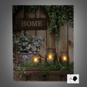 Appendino legno 3 posti con led fiori cm 40x50x1