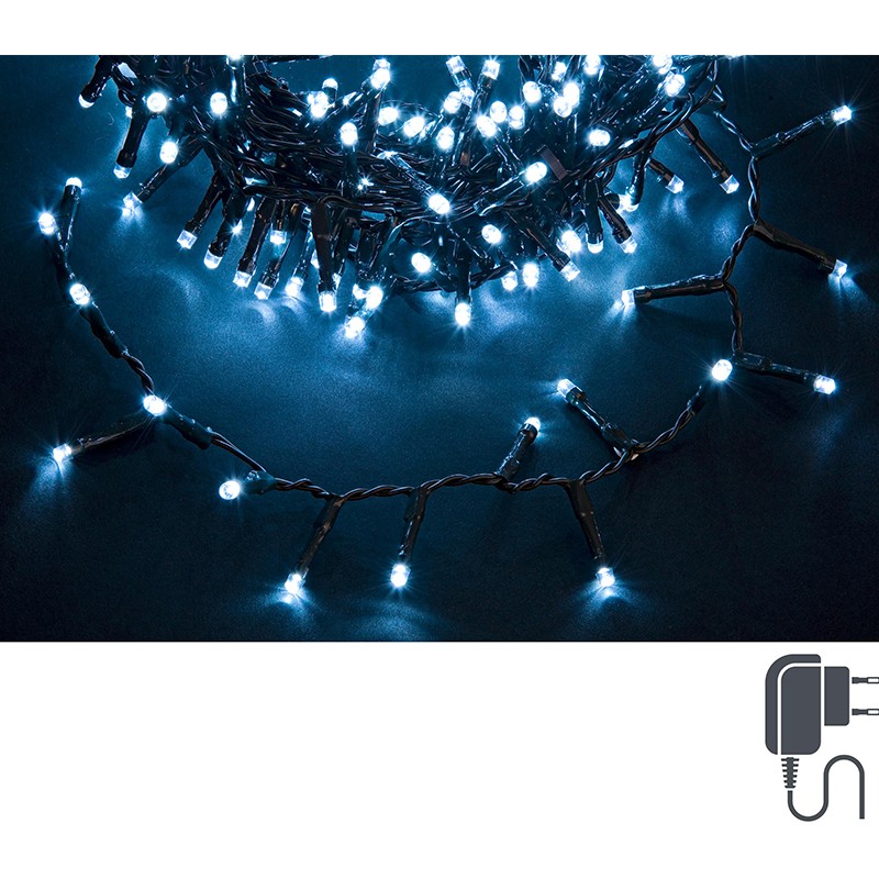 Luci natale 760 led bianco filo verde 5 mm
