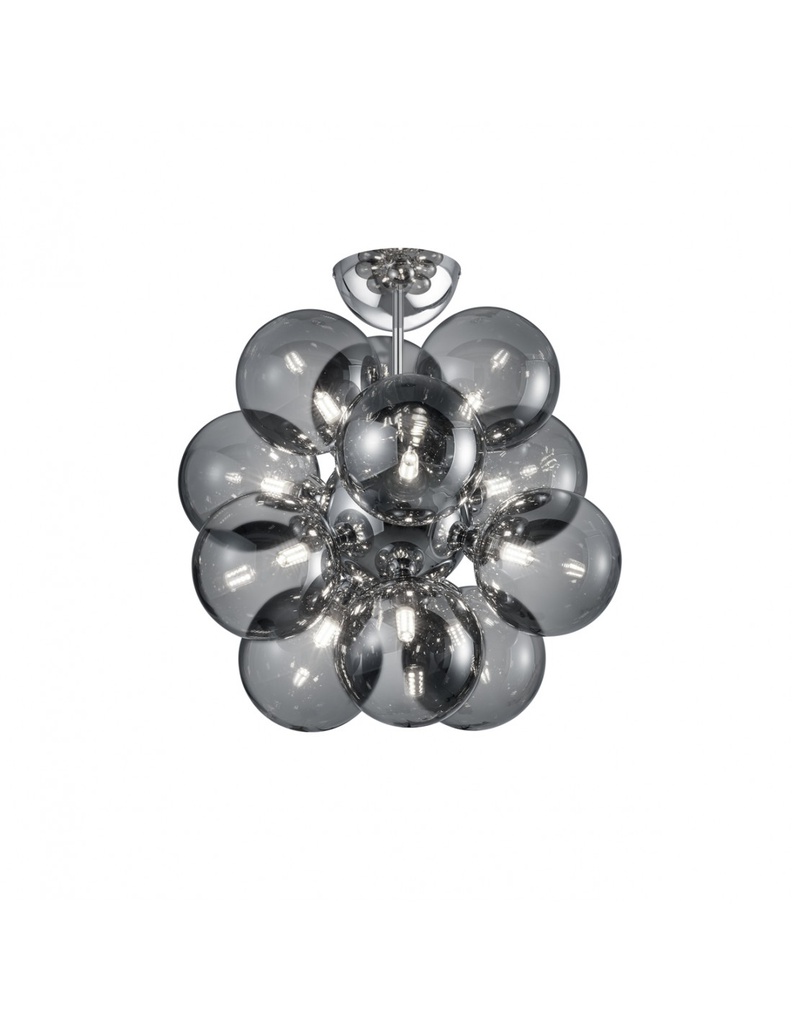 Plafoniera Alicia Cromo Grappolo 12 Sfere Vetro Fumé Trio Lighting