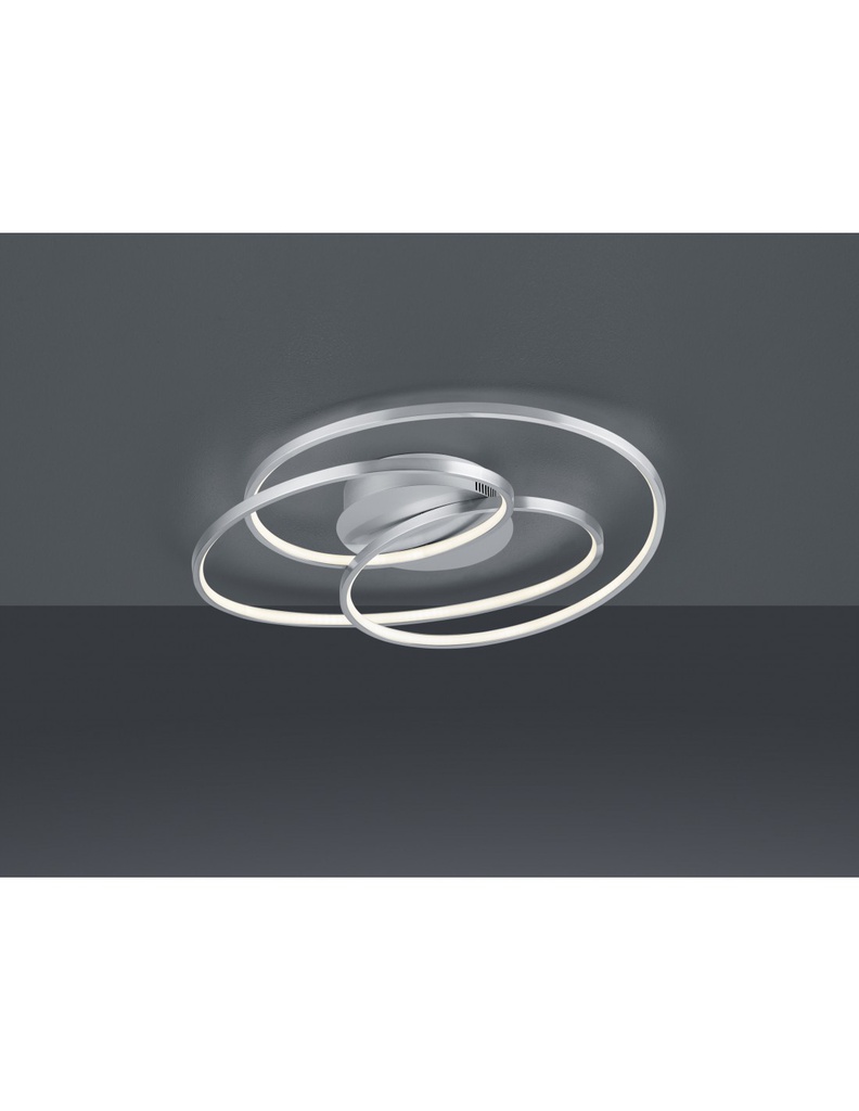 Plafoniera Gale 3 Cerchi Nichel Opaco Led 38,5w Dimmerabile L60 cm Trio Lighting