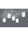 Plafoniera Garda Nichel 5 Paralumi Tessuto Bianco L75 cm Trio Lighting