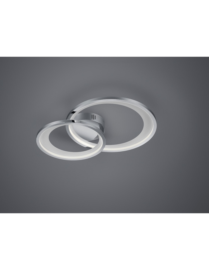 Plafoniera Granada Doppio Cerchio Cromo Led 29w Dimmerabile L59 cm Trio Lighting