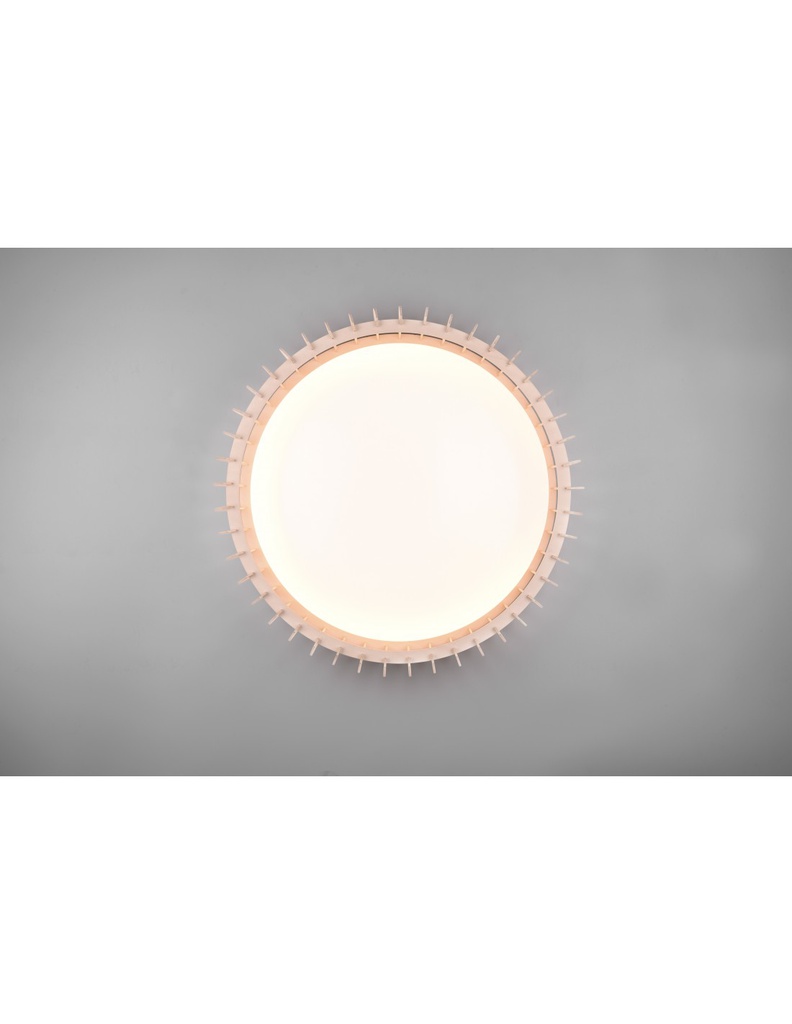 Plafoniera Legno Naturale Led 38w Dimmer Monte Trio Lighting