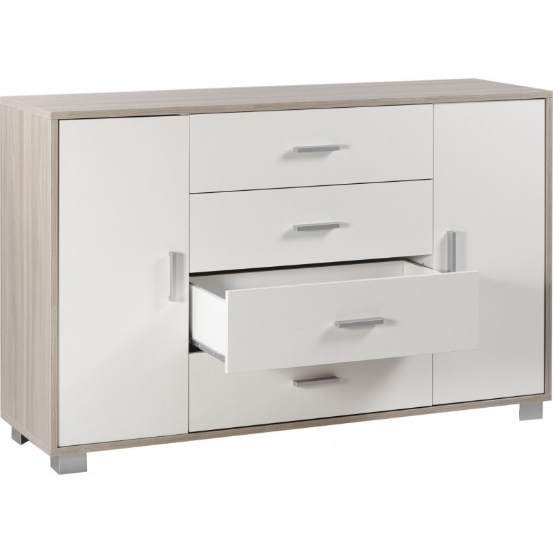 Madia due ante quattro cassetti Olmo Bianco 136x41x h86 cm
