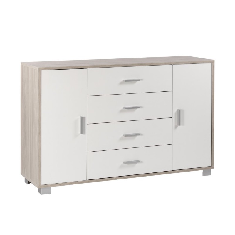 Madia due ante quattro cassetti Olmo Bianco 136x41x h86 cm