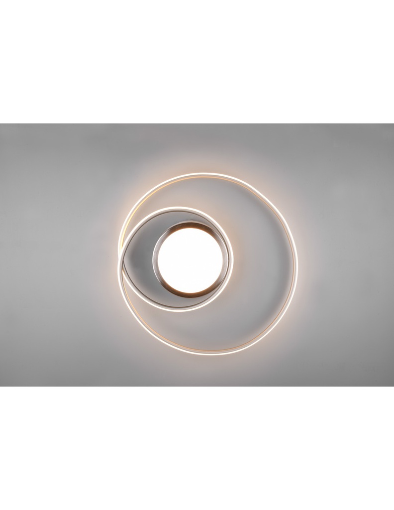 Plafoniera Moderna Soffitto Circolare Yava Nichel Led Dimmer Trio Lighting
