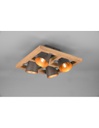 Plafoniera Quadrata 4 Spot Orientabili Legno E Metallo Nichel Bell Trio Lighting