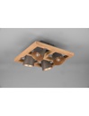 Plafoniera Quadrata 4 Spot Orientabili Legno E Metallo Nichel Bell Trio Lighting