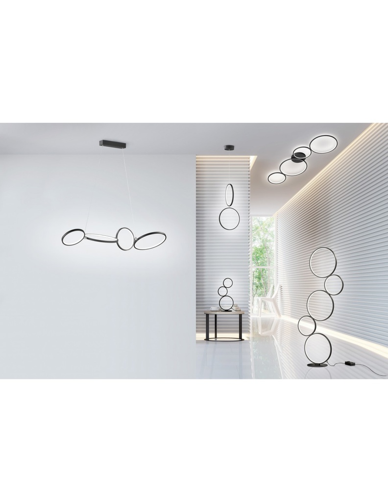 Plafoniera Rondo 4 Cerchi Led Nero L97 cm Trio Lighting