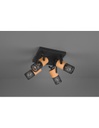 Plafoniera Tosh Nero 4xE14 Spot Legno E Gabbia Metallica 22x22 cm Trio Lighting