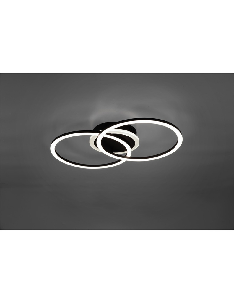 Plafoniera Venida Doppio Cerchio Nero Led 25w Dimmerabile L50 cm Trio Lighting