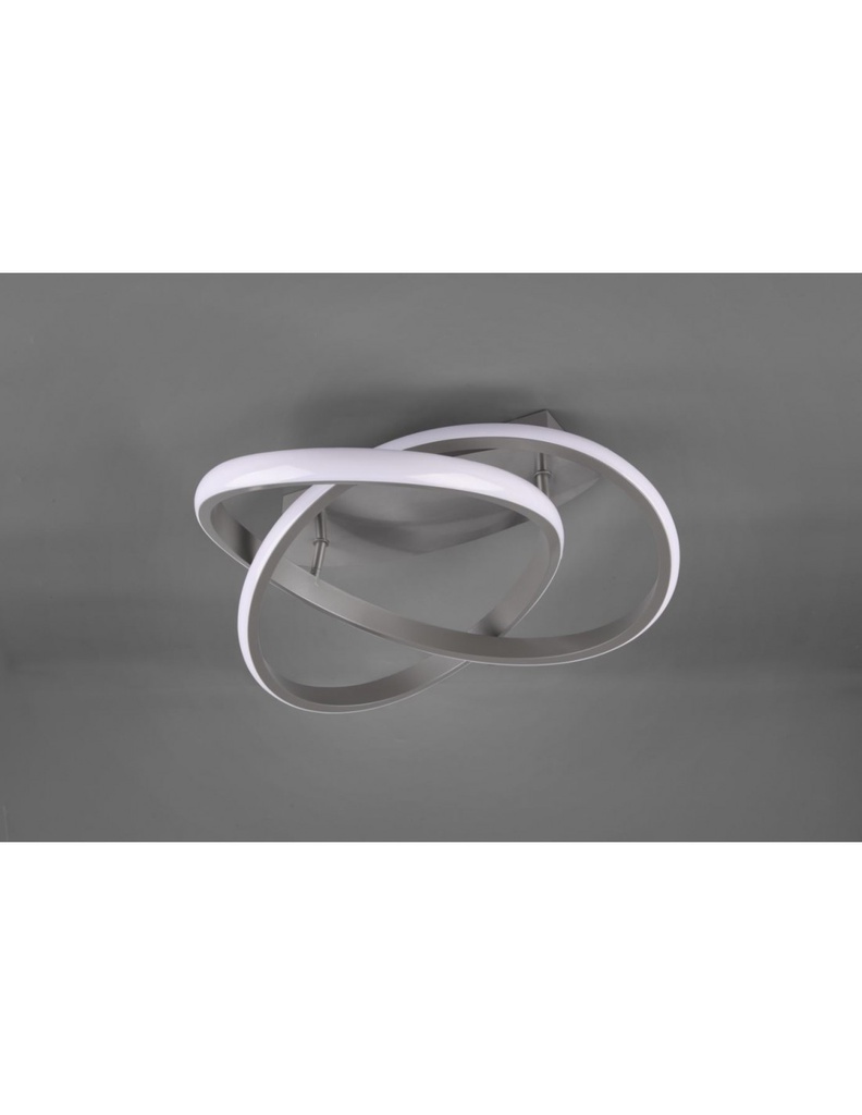 Plafoniera a Soffitto Course Nichel con Spirale Led Dimmer da 18w Ø45 cm di Trio Lighting.