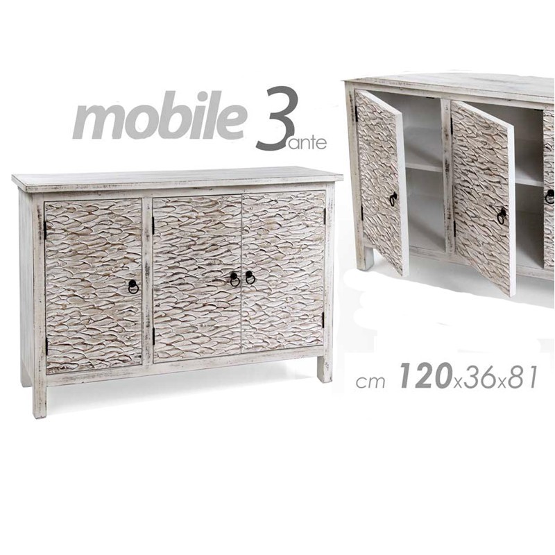 Mobile anticato bianco madia credenza soggiorno cm 120 x 36 x 81 h