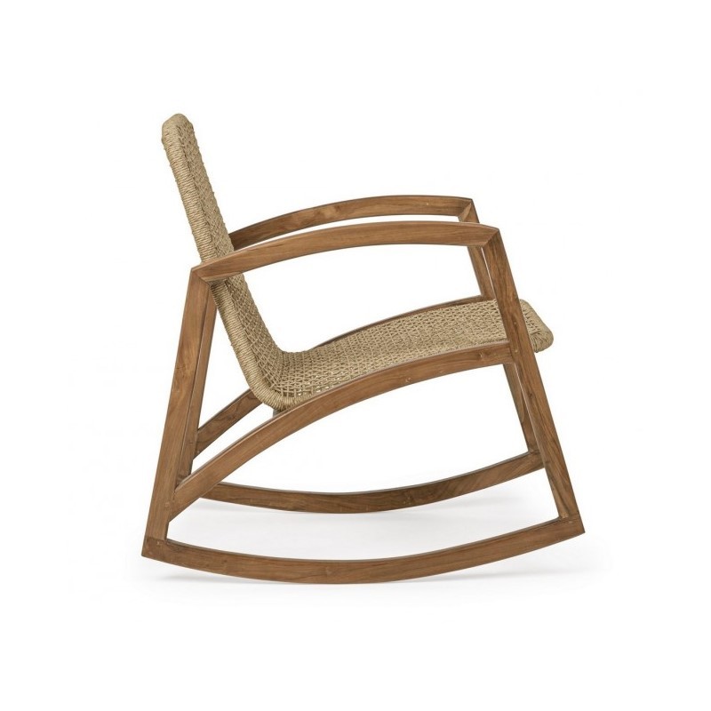 Poltrona dondolo per esterno in legno Teak Naturale ADELITA 62x84x h86 cm