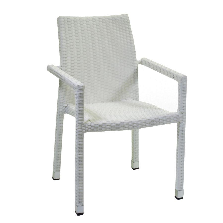 Poltrona giardino adila polyrattan bianco ghiaccio quadro cm60