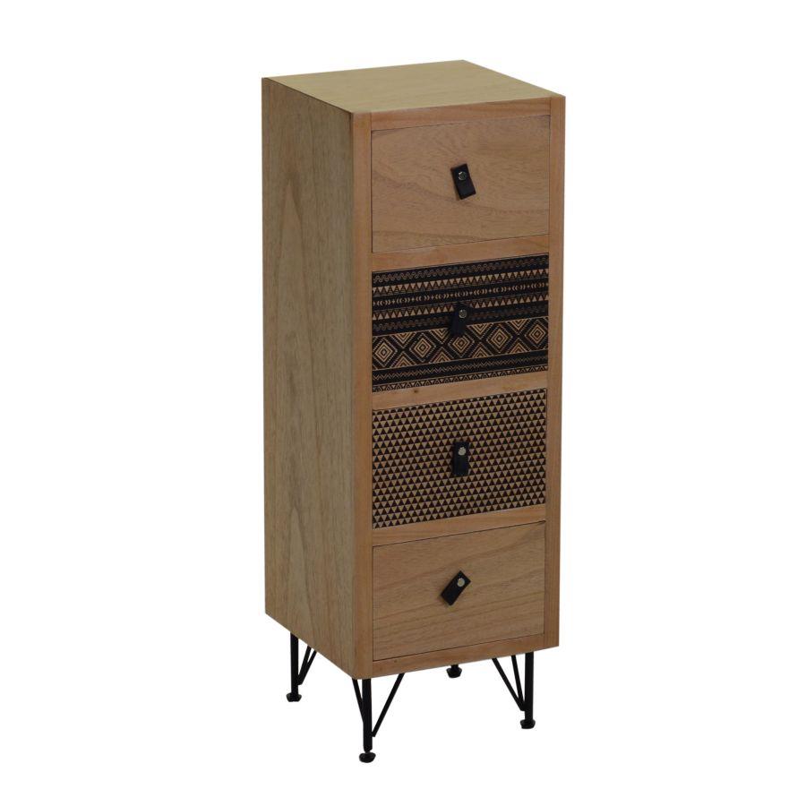 Mobile budapest in legno con 4 cassetti h74 cm