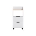 Mobile multiuso con cassetti bianchi e ripiano rovere L 60 x P 36 x H 136 cm