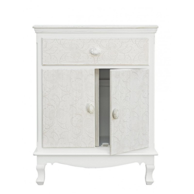Mobiletto in MDF due ante un cassetto Bianco CLORINE 60x30x h78 cm