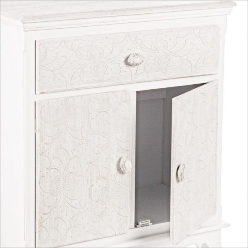 Mobiletto in MDF due ante un cassetto Bianco CLORINE 60x30x h78 cm