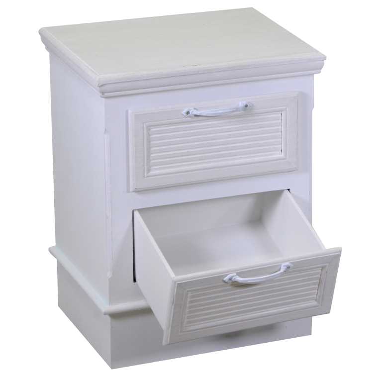 Mobiletto legno liverpool 2 cassetti bianco cm 37x30h49