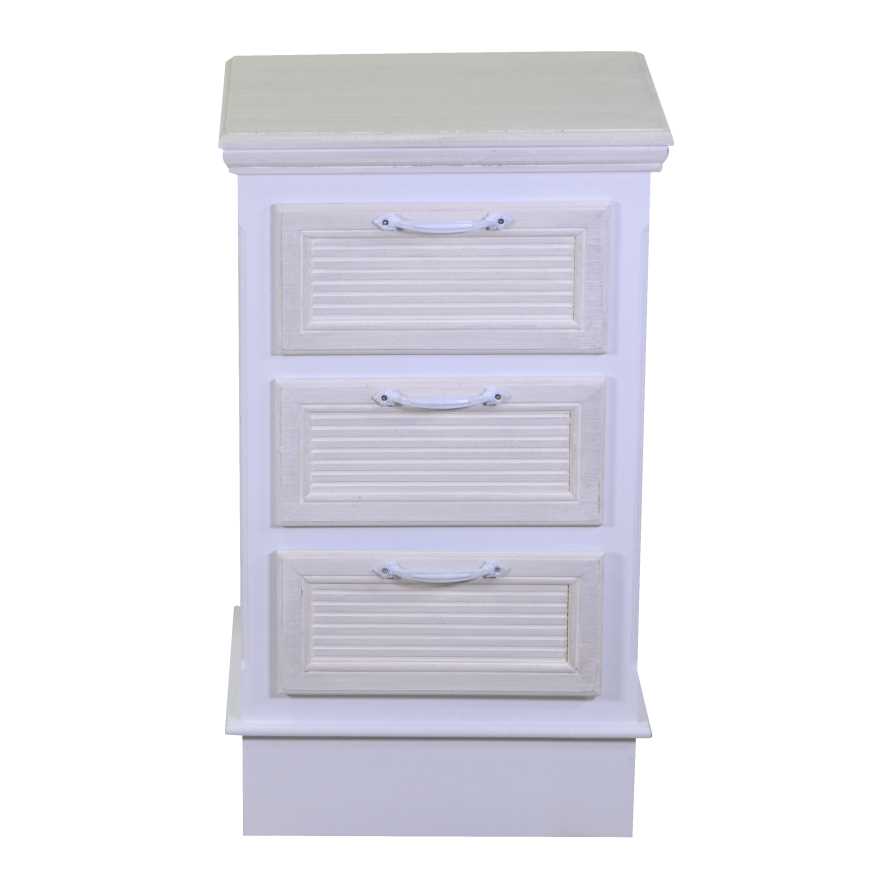 Mobiletto legno liverpool 3 cassetti bianco cm 37x30h64