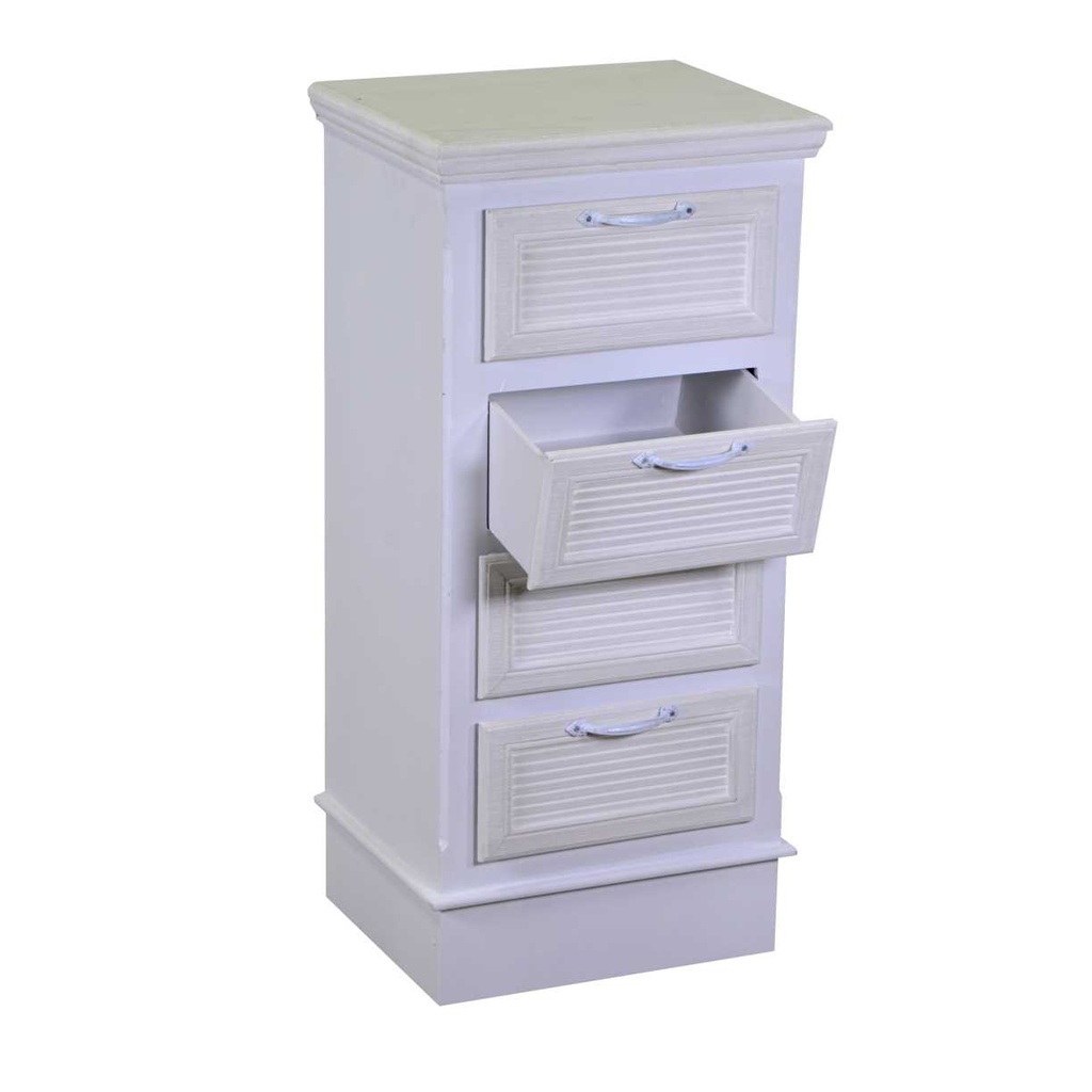 Mobiletto legno liverpool 4 cassetti bianco cm 37x30h79.5