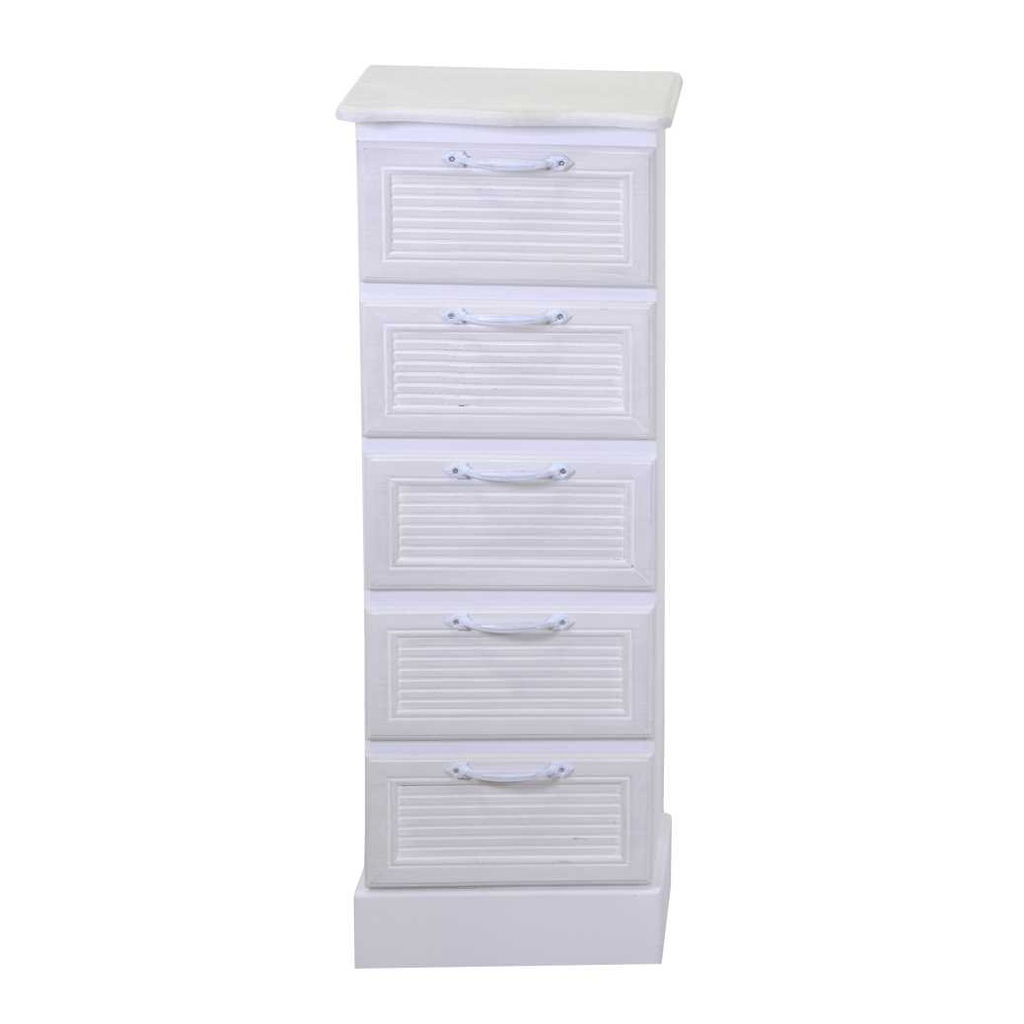 Mobiletto legno liverpool 5 cassetti bianco cm 29x23h81