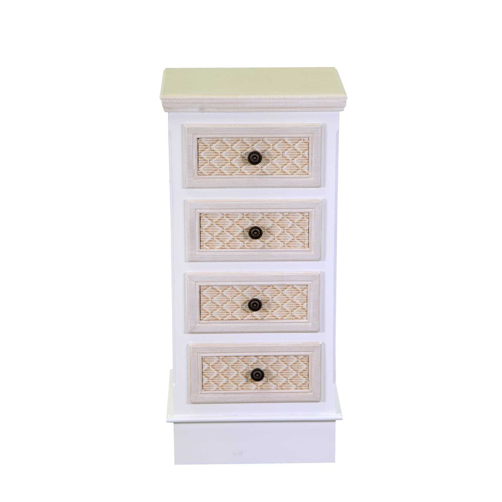 Mobiletto legno losanna 4 cassetti crema cm 37x30h79.5