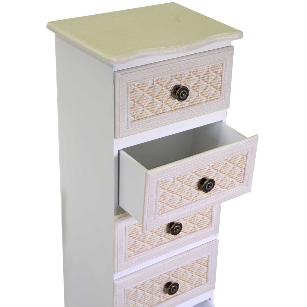 Mobiletto legno losanna 5 cassetti crema cm 29x23h81