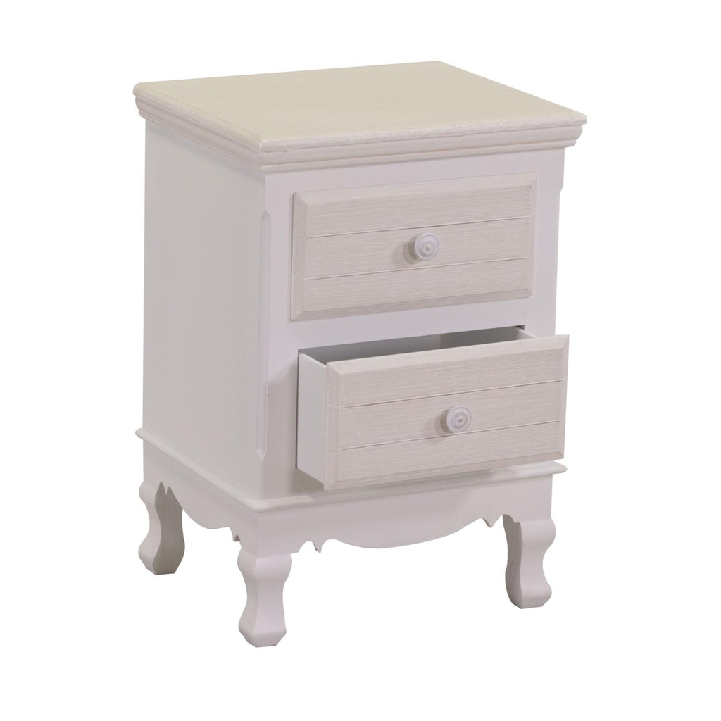 Mobiletto legno norimberga 2 cassetti crema cm 37x30h54