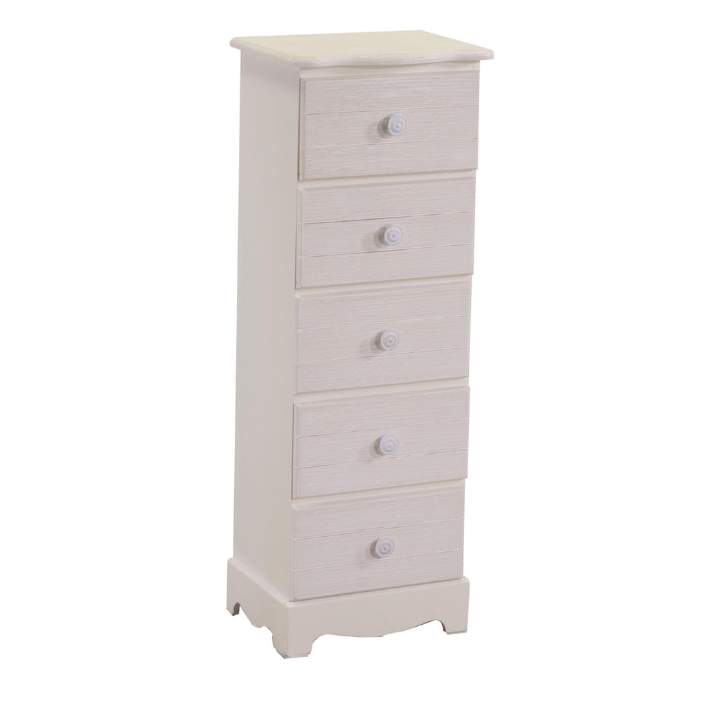 Mobiletto legno norimberga 5 cassetti crema 29x23h81 cm