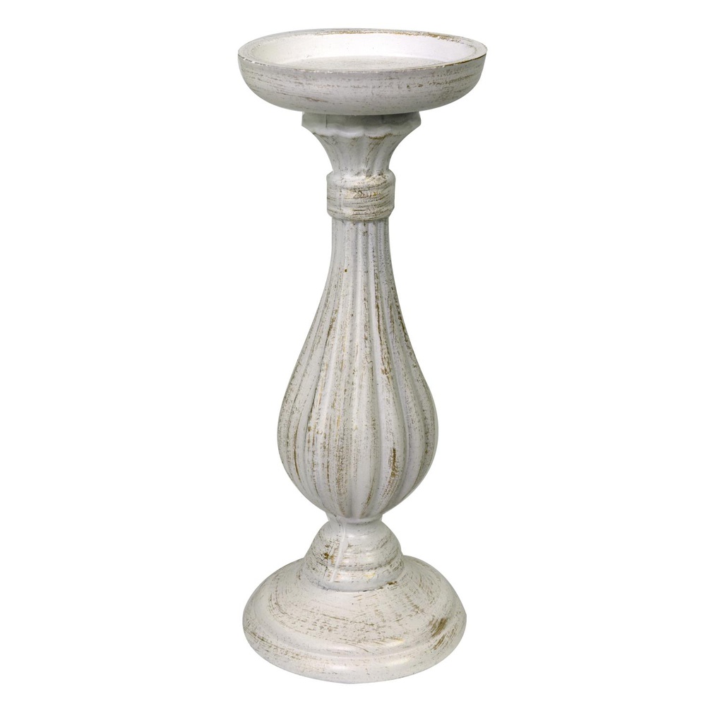 Portacandele candelabro legno bianco cmø11h28