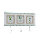 Portafoto muro legno cactus multiplo 3pcon appendino 3 posti cm34x19,5x3,5