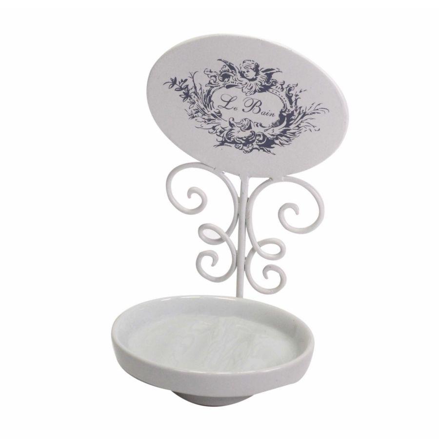 Portasapone metallo ceramica le bain bianco cm 14x10h21