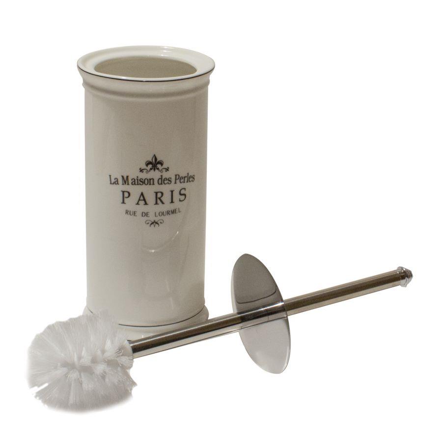 Portascopino ceramica paris bianco tondo cmø11