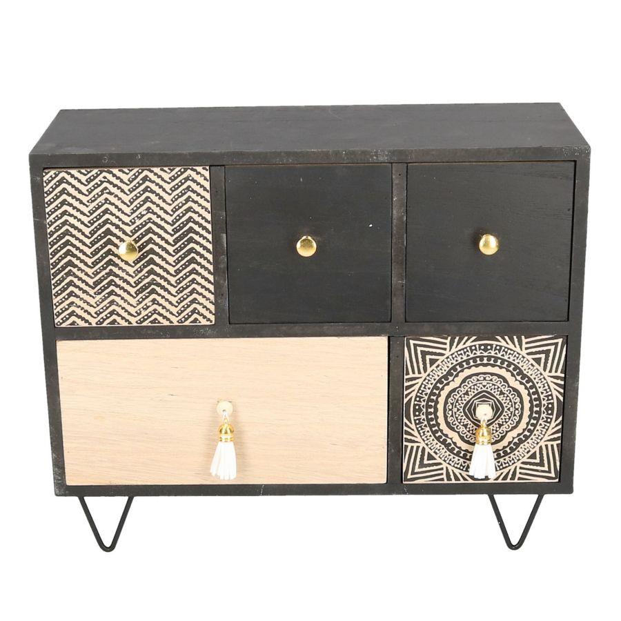 Portatutto legno maori 1+4 cassetti rettangolare cm 33x12h27