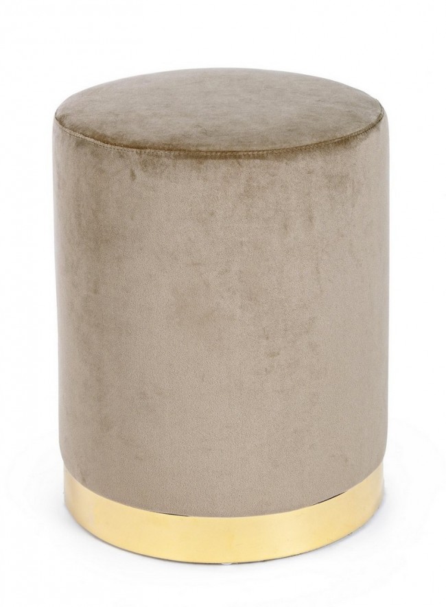 Pouf in velluto Tortora LUCILLA diametro 35x h40 cm
