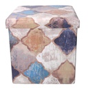 Puff ecopelle pieghevole blu marocco quadro cm 38x38h38