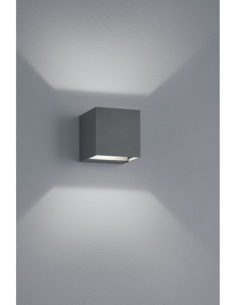 Applique Cubo Antracite Doppia Luce Led Adaja IP54 Trio Lighting