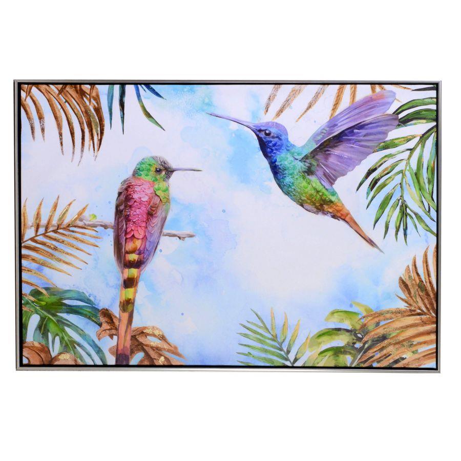 Quadro dipinto colibri cm 92x62x4
