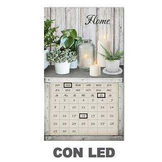 Quadro led con calendario bianco rettangolare cm 30x50x1