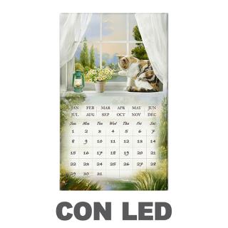 Quadro led con calendario bianco rettangolare cm 30x50x1