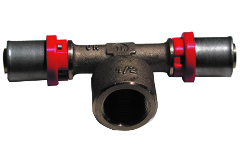 Raccordo press a T femmina per multistrato 1&quot; x 63