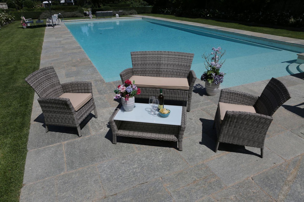 Salotto Amalia Polyrattan grigio con cuscini