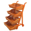 Scaffale espositore con ruote in vimini 4 cestelli
