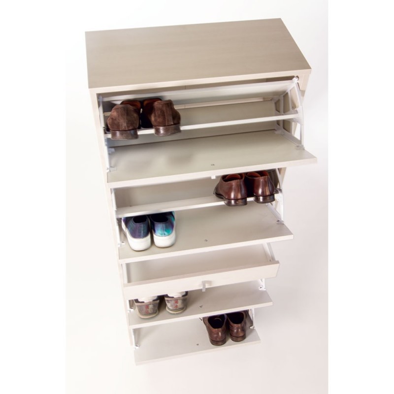Scarpiera quattro ante a specchio un cassetto Bianco Ossido 63x29x h164 cm