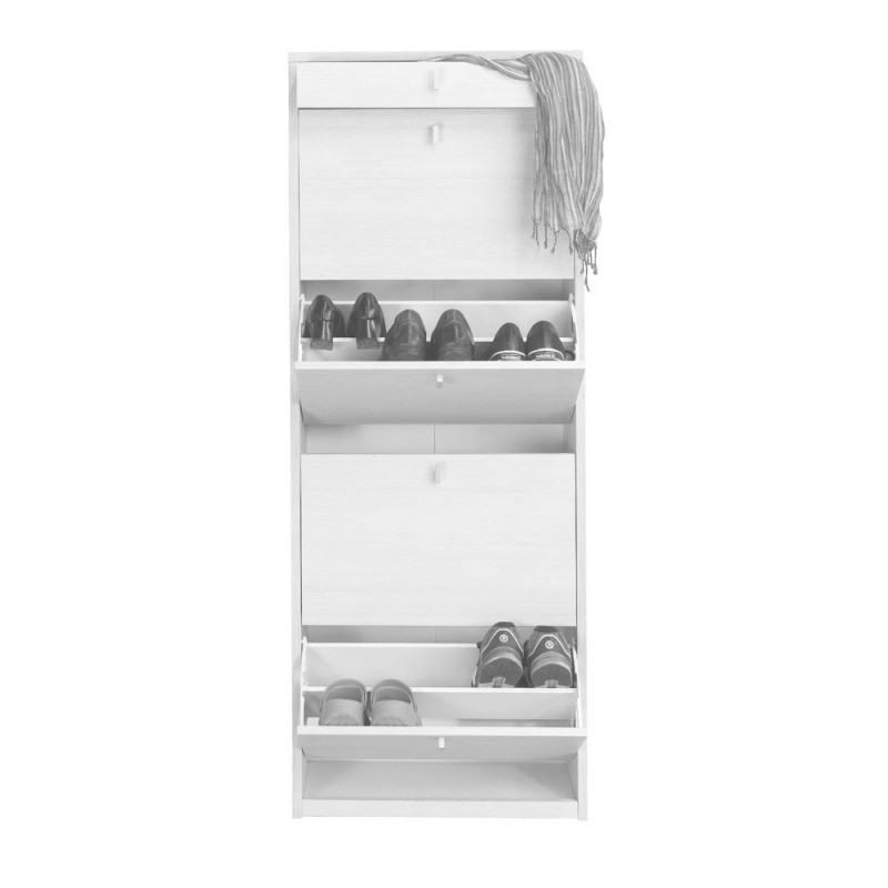 Scarpiera quattro ante un cassetto superiore Bianco Cenere 63x29x h164 cm