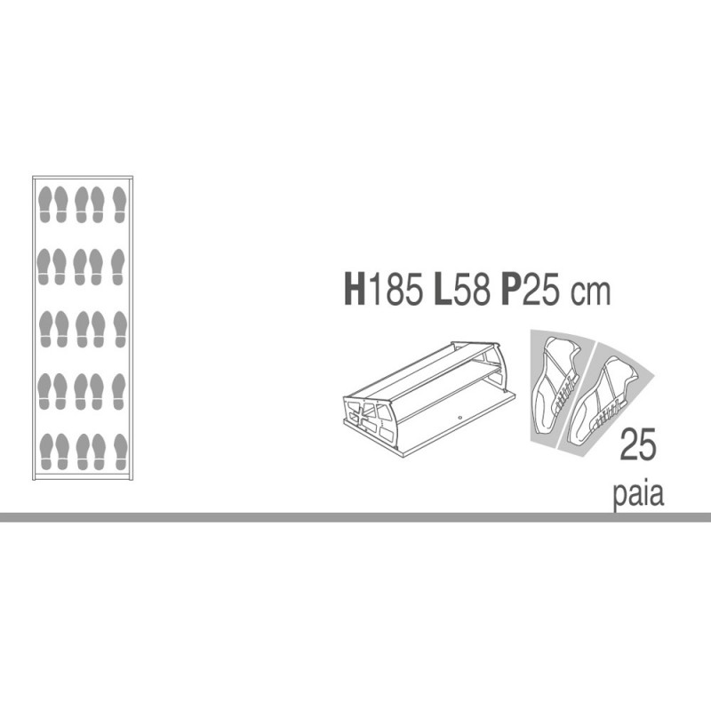 Scarpiera slim salvaspazio cinque ante a specchio Bianco Cenere 63x29x h190 cm